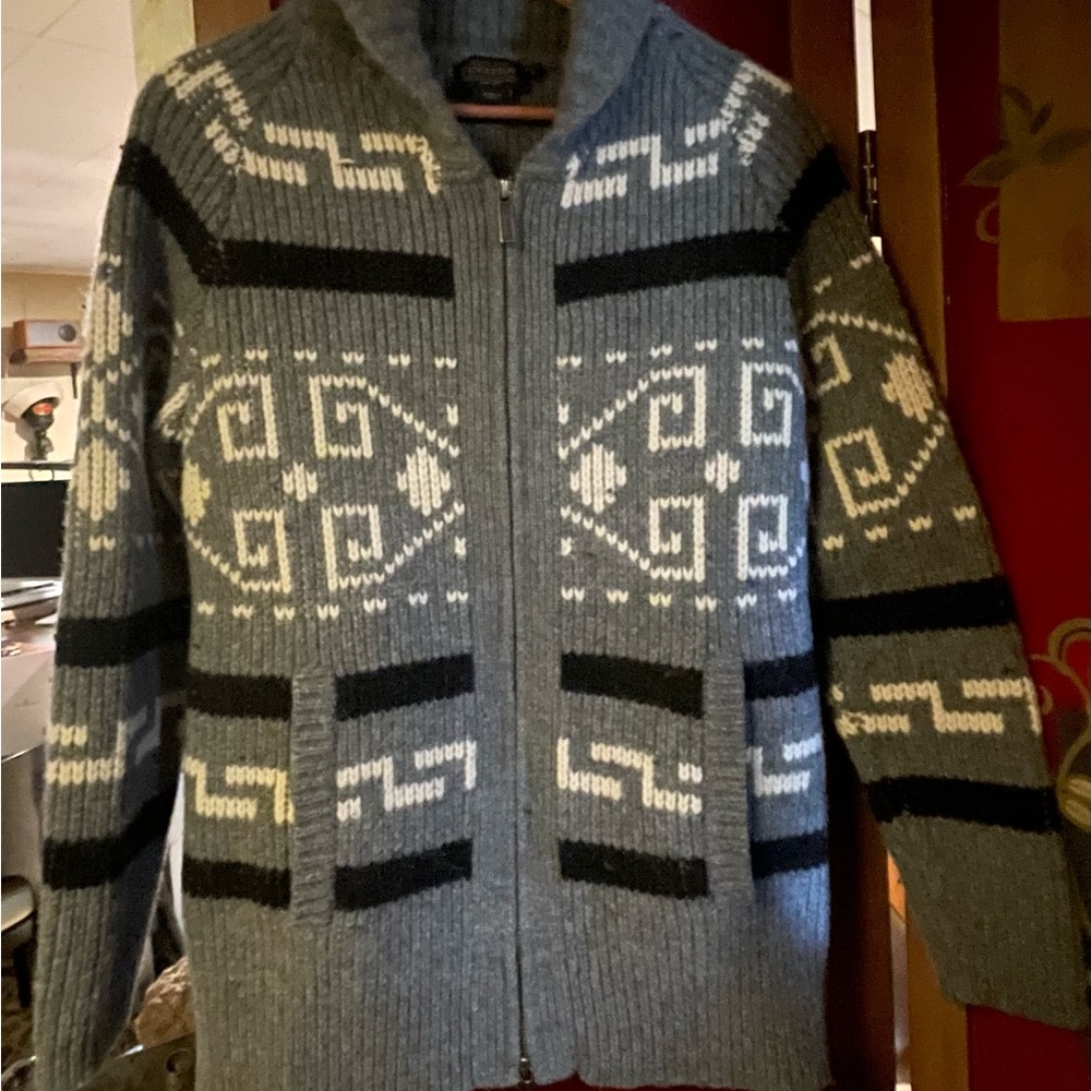 Pendleton Grey Westerly Zip-Up Sweater
